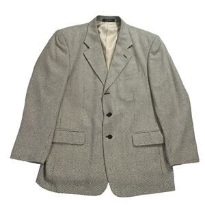 Petrocelli Houndstooth Blazer Men 42R Silk Wool Structured *Missing Top Button*